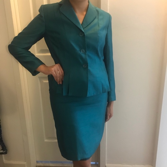 teal green pageant interview skirt suit 8p interview skirt suit